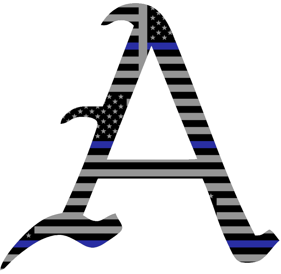 Thin Blue Line Razorback Arkansas Razorbacks A Logo Thin Blue Line American Flag Vinyl Decal ...