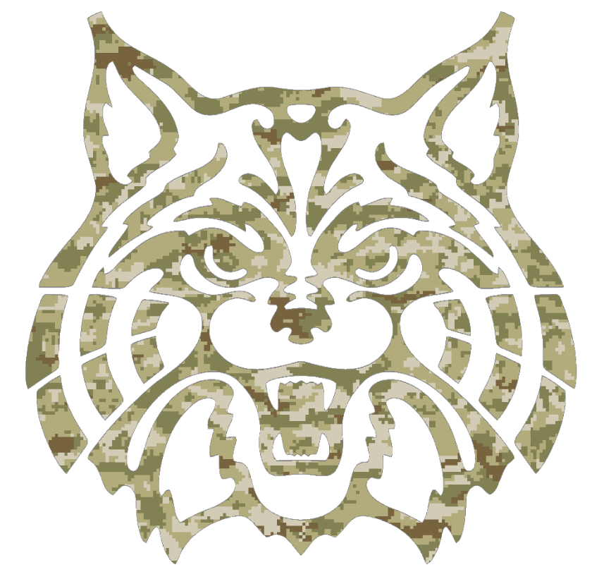 Arizona Wildcats Mascot Logo Salute to Service Camouflage Camo Vinyl Decal PICK SIZE