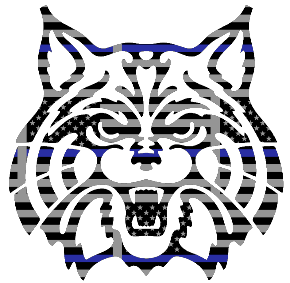 Arizona Wildcats Mascot Logo Thin Blue Line American Flag Premium DieCut Vinyl Decal PICK SIZE