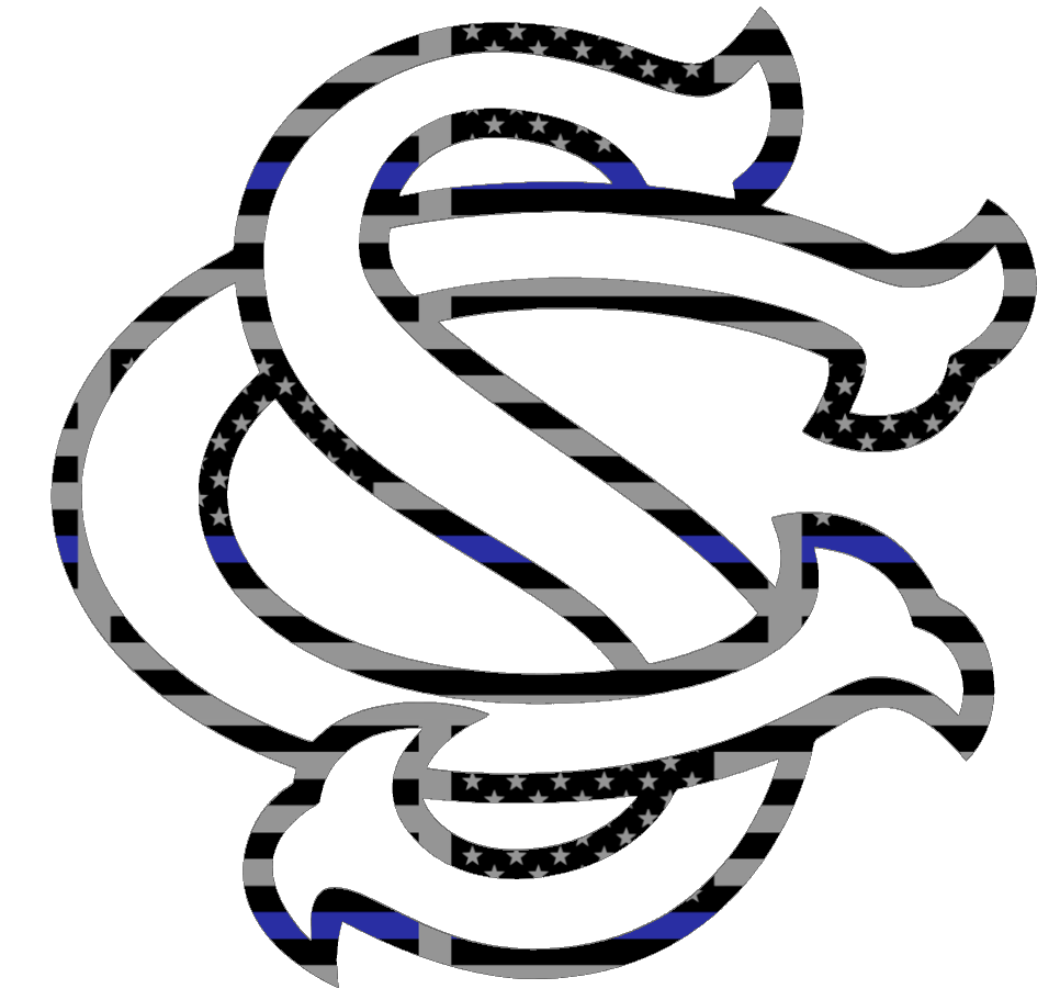 South Carolina Gamecocks SC Logo Thin Blue Line American Flag Premium DieCut Vinyl Decal PICK SIZE