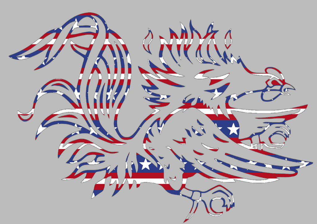 South Carolina Gamecocks Mascot Logo Stars & Stripes USA American Flag Vinyl Decal PICK SIZE