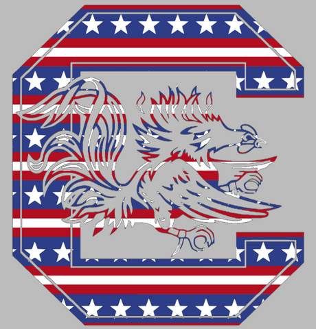 South Carolina Gamecocks Team Logo Stars & Stripes USA American Flag Vinyl Decal PICK SIZE