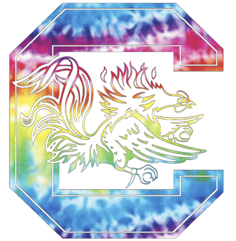 South Carolina Gamecocks Team Logo Crucial Catch Cancer Tie Dye Vinyl Decal PICK SIZE