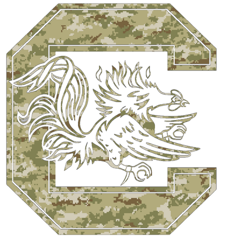 South Carolina Gamecocks Team Logo Salute to Service Camouflage Camo Vinyl Decal PICK SIZE