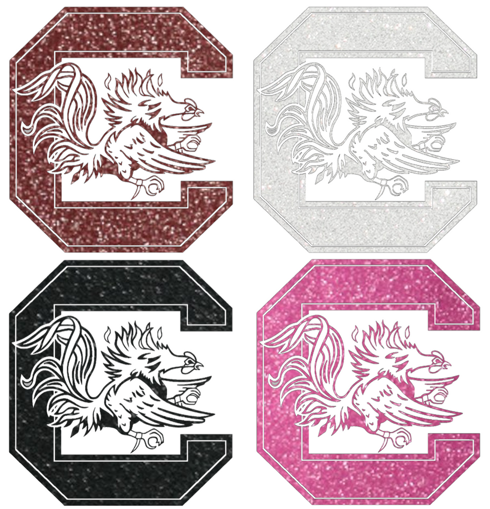 South Carolina Gamecocks Metallic Sparkle Team Logo Premium DieCut Vinyl Decal PICK COLOR & SIZE