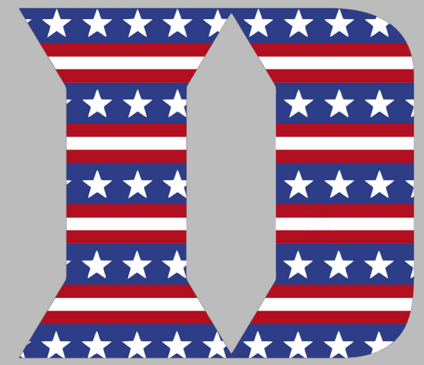 Duke Blue Devils Team Logo Stars & Stripes USA American Flag Vinyl Decal PICK SIZE