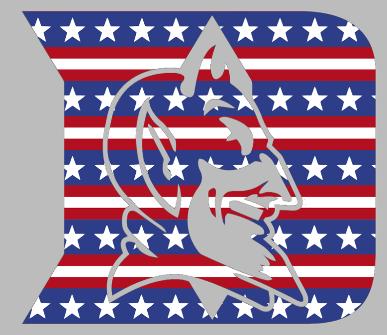 Duke Blue Devils Alternate Logo Stars & Stripes USA American Flag Vinyl Decal PICK SIZE