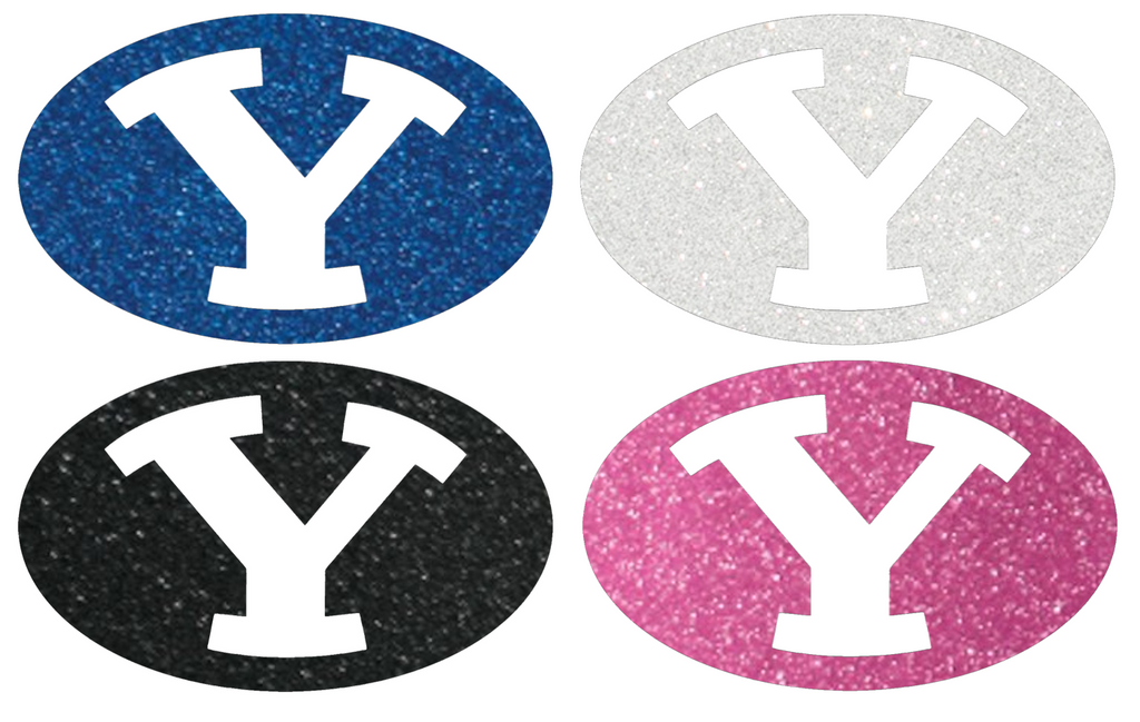 BYU Brigham Young Cougars Metallic Sparkle Team Logo Premium DieCut Vinyl Decal PICK COLOR & SIZE
