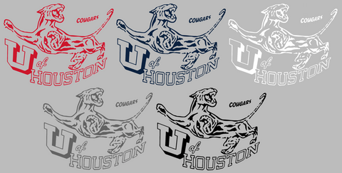 Houston Cougars Retro Throwback Logo Premium DieCut Vinyl Decal PICK COLOR & SIZE