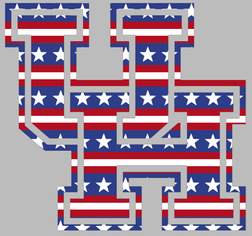 Houston Cougars Team Logo Stars & Stripes USA American Flag Vinyl Decal PICK SIZE