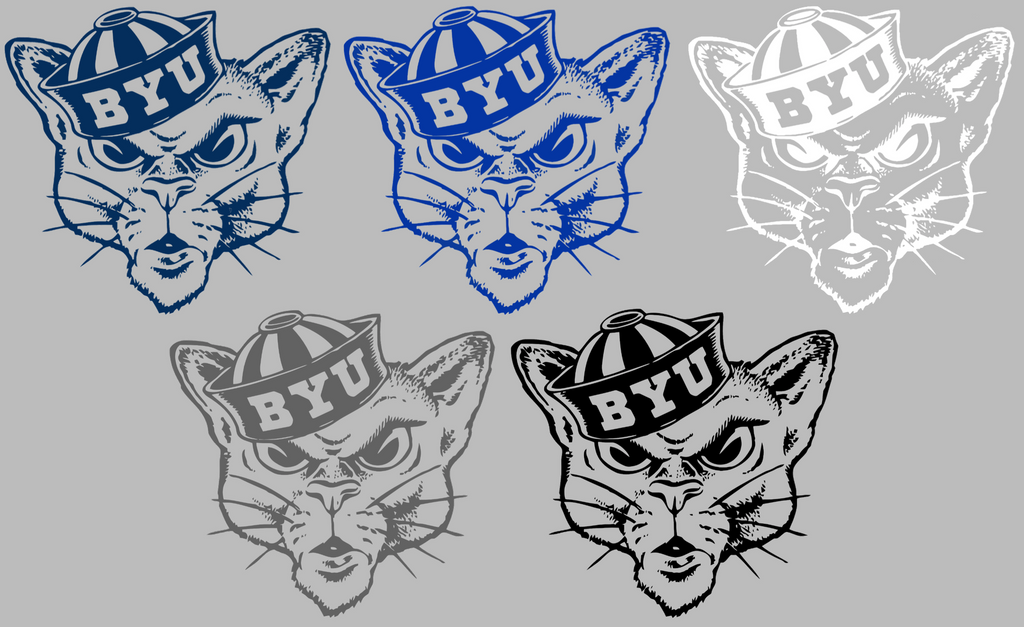 BYU Brigham Young Cougars Retro Throwback Logo Premium DieCut Vinyl Decal PICK COLOR & SIZE