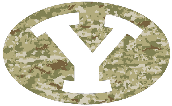 BYU Brigham Young Cougars Team Logo Salute to Service Camouflage Camo Vinyl Decal PICK SIZE