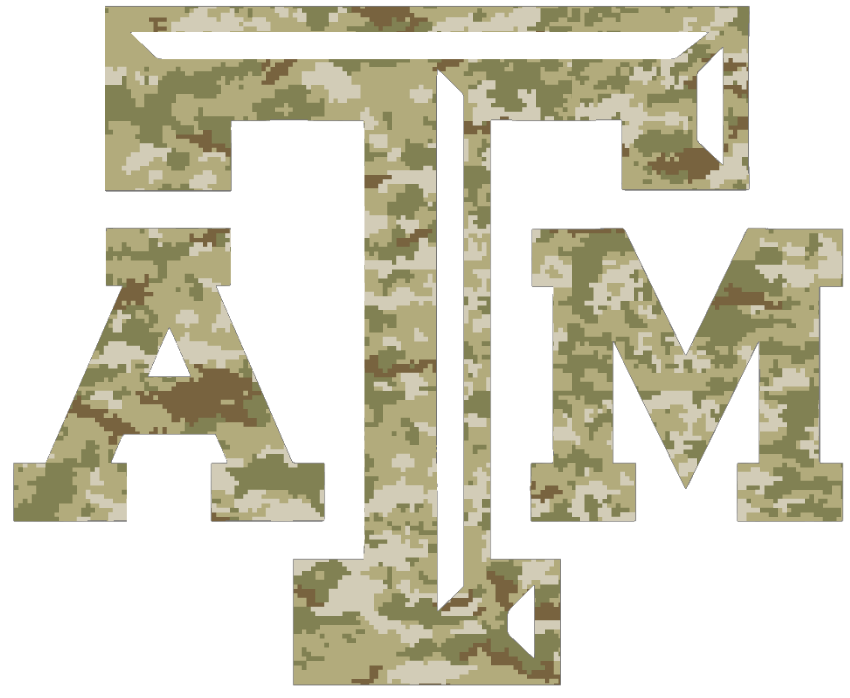 Texas A&M Aggies Team Logo Salute to Service Camouflage Camo Vinyl Decal PICK SIZE