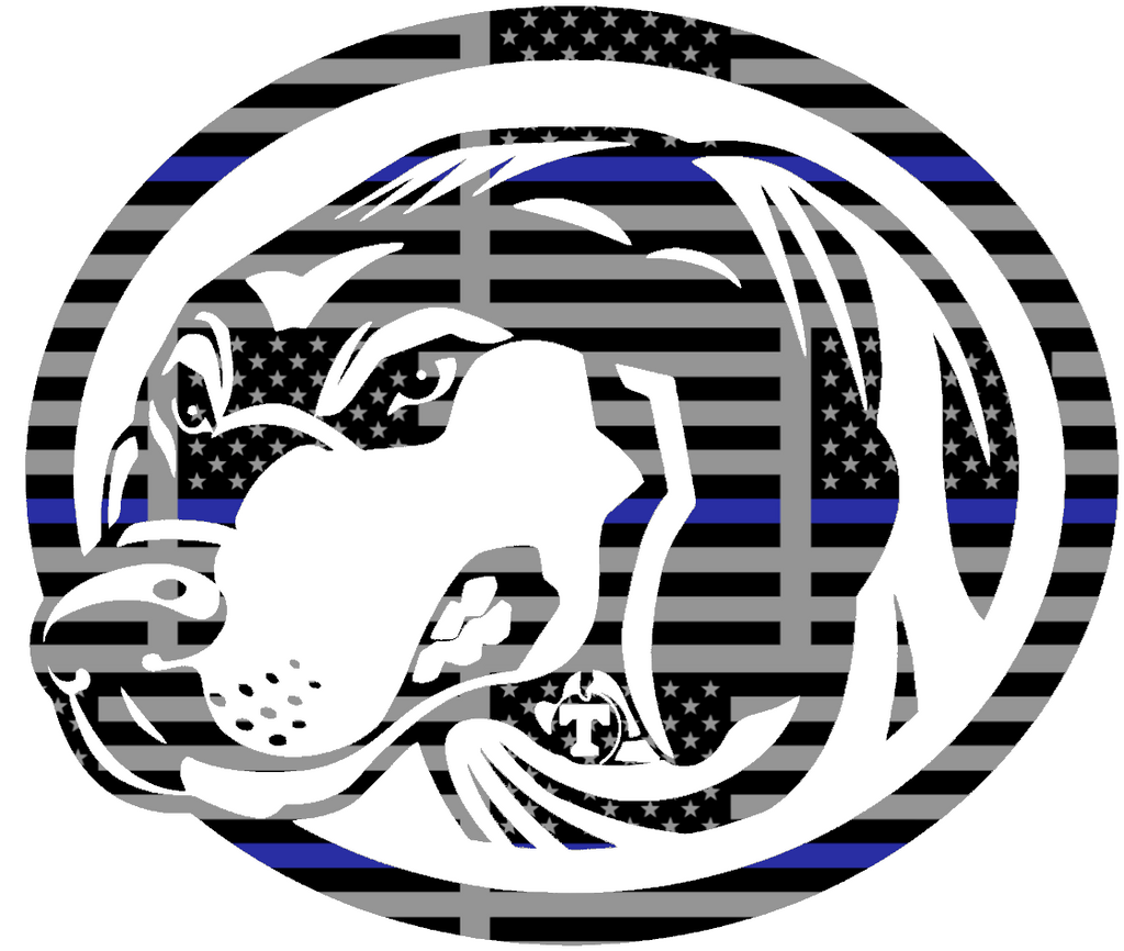 Tennessee Volunteers Smokey Mascot Logo Thin Blue Line American Flag Premium DieCut Vinyl Decal PICK SIZE