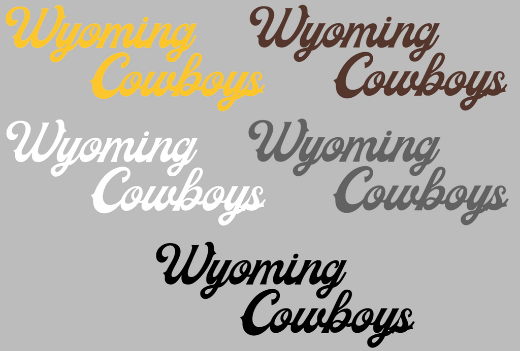 Wyoming Cowboys Script Team Name Logo Premium DieCut Vinyl Decal PICK COLOR & SIZE