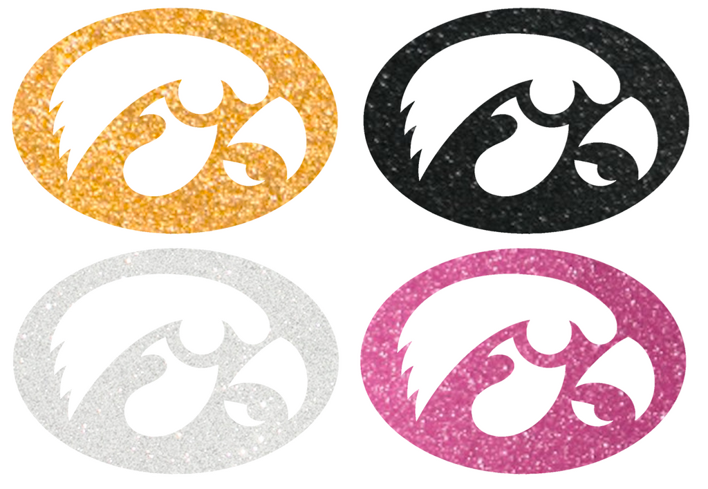Iowa Hawkeyes Metallic Sparkle Alternate Logo Premium DieCut Vinyl Decal PICK COLOR & SIZE