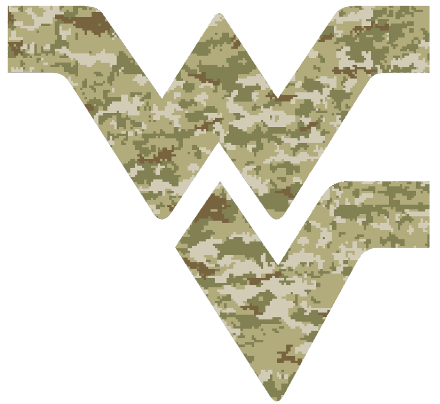 West Virginia Mountaineers Team Logo Salute to Service Camouflage Camo Vinyl Decal PICK SIZE