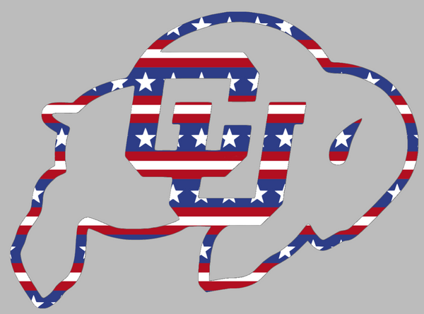 Colorado Buffaloes Team Logo Stars & Stripes USA American Flag Vinyl Decal PICK SIZE