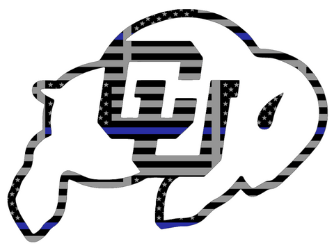 Colorado Buffaloes Team Logo Thin Blue Line American Flag Premium DieCut Vinyl Decal PICK SIZE