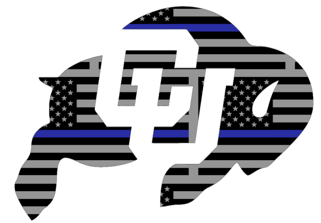 Colorado Buffaloes Alternate Logo Thin Blue Line American Flag Premium DieCut Vinyl Decal PICK SIZE