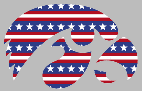Iowa Hawkeyes Team Logo Stars & Stripes USA American Flag Vinyl Decal PICK SIZE