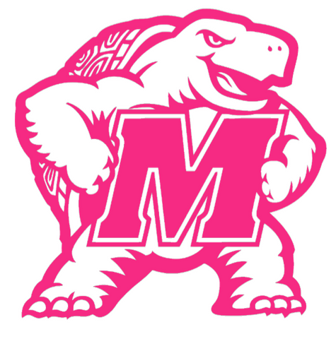 Maryland Terrapins HOT PINK Mascot Logo Premium DieCut Vinyl Decal PICK SIZE