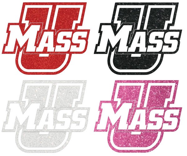 Massachusetts Minutemen Metallic Sparkle Team Logo Premium DieCut Vinyl Decal PICK COLOR & SIZE