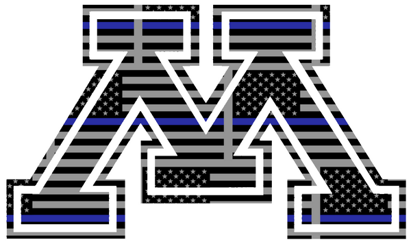 Minnesota Golden Gophers Team Logo Thin Blue Line American Flag Premium DieCut Vinyl Decal PICK SIZE