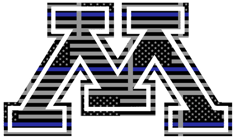 Minnesota Golden Gophers Team Logo Thin Blue Line American Flag Premium DieCut Vinyl Decal PICK SIZE
