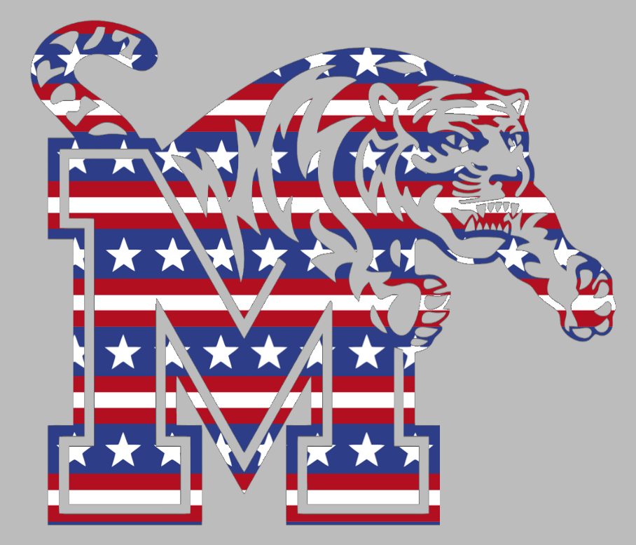 Memphis Tigers Team Logo Stars & Stripes USA American Flag Vinyl Decal PICK SIZE
