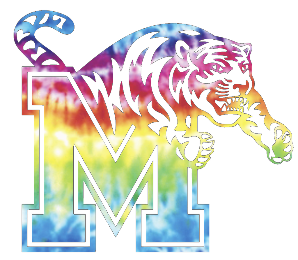 Memphis Tigers Team Logo Crucial Catch Cancer Tie Dye Vinyl Decal PICK SIZE