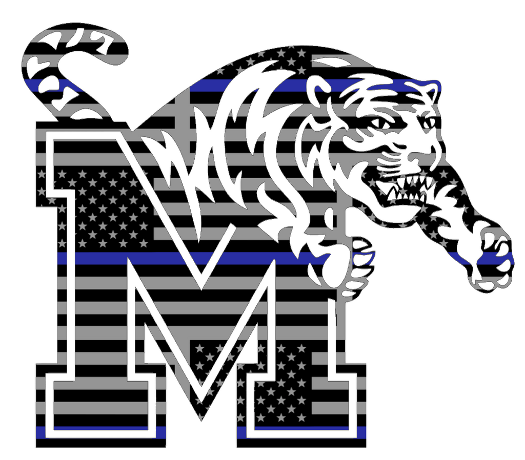 Memphis Tigers Team Logo Thin Blue Line American Flag Premium DieCut Vinyl Decal PICK SIZE