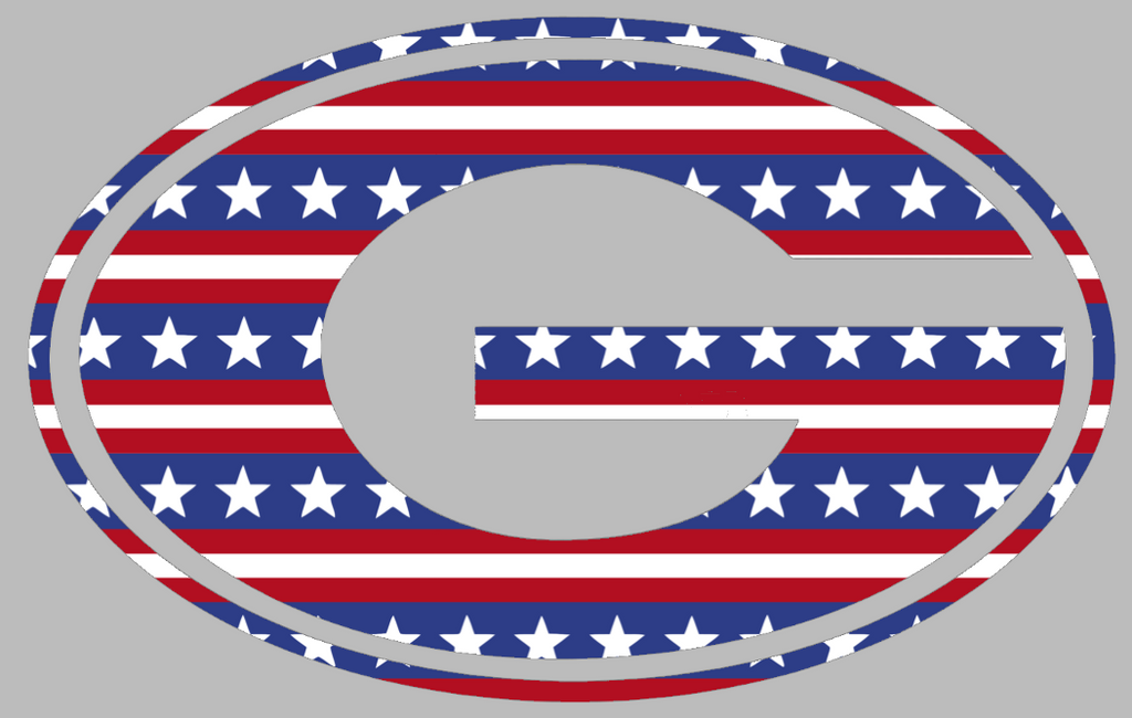 Georgia Bulldogs Team Logo Stars & Stripes USA American Flag Vinyl Decal PICK SIZE