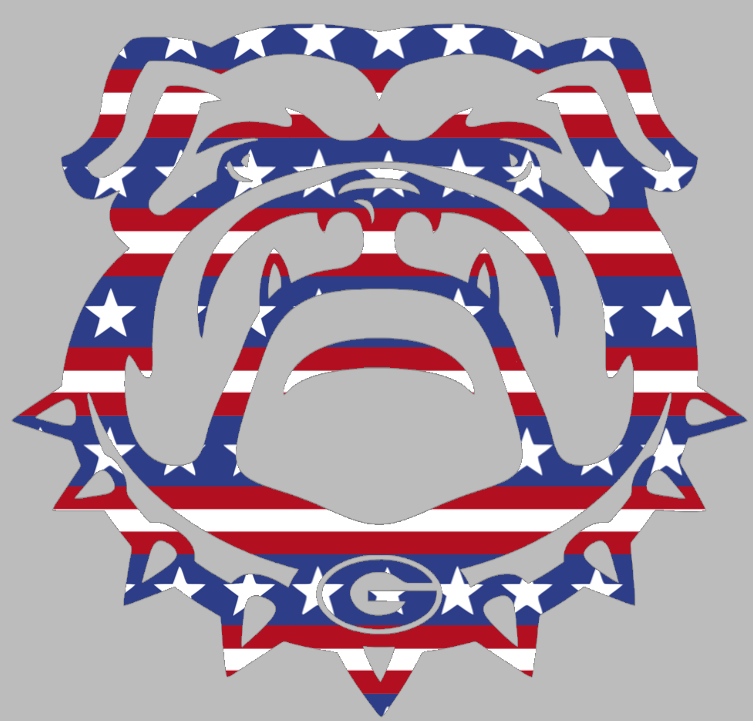 Georgia Bulldogs Uga Mascot Logo Stars & Stripes USA American Flag Vinyl Decal PICK SIZE