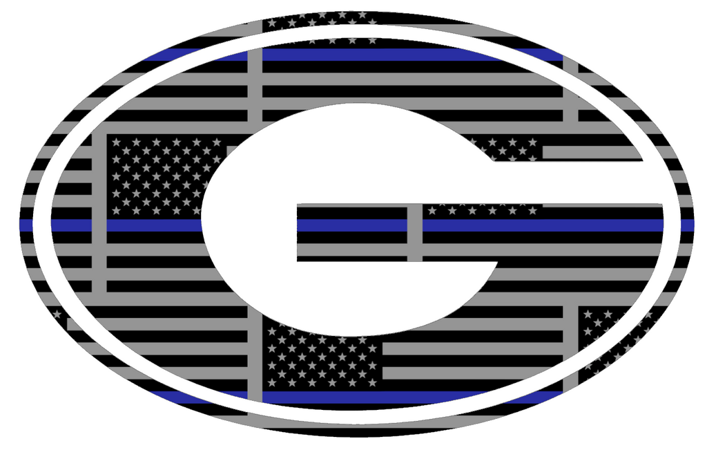 Georgia Bulldogs Team Logo Thin Blue Line American Flag Premium DieCut Vinyl Decal PICK SIZE