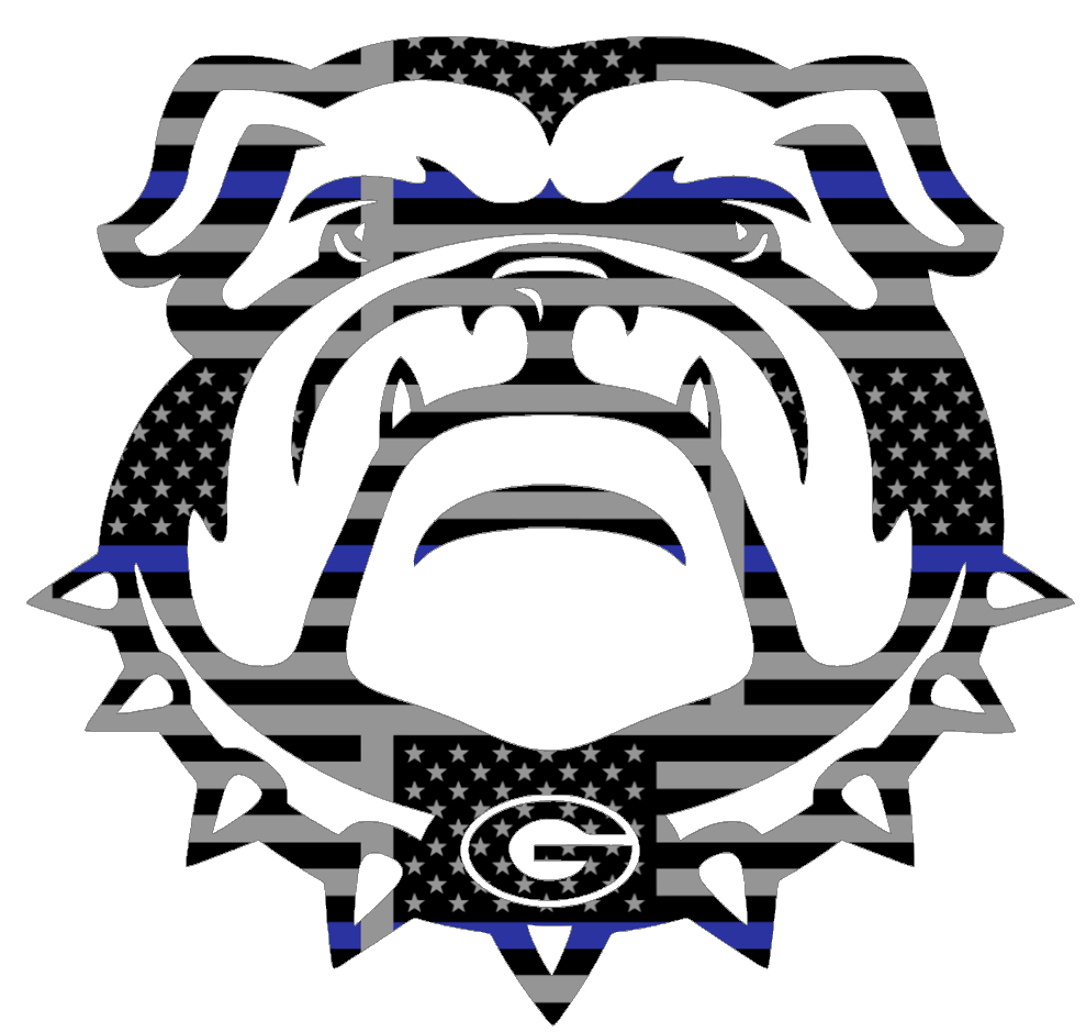 Georgia Bulldogs Uga Mascot Logo Thin Blue Line American Flag Premium DieCut Vinyl Decal PICK SIZE