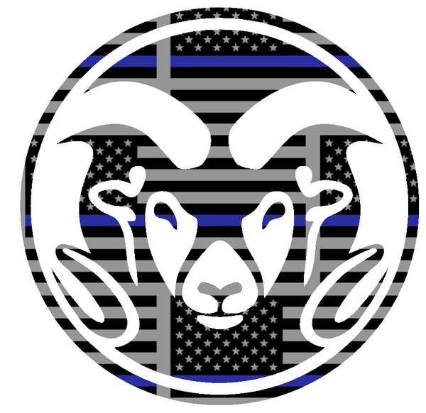Colorado State Rams Team Logo Thin Blue Line American Flag Vinyl Decal ...