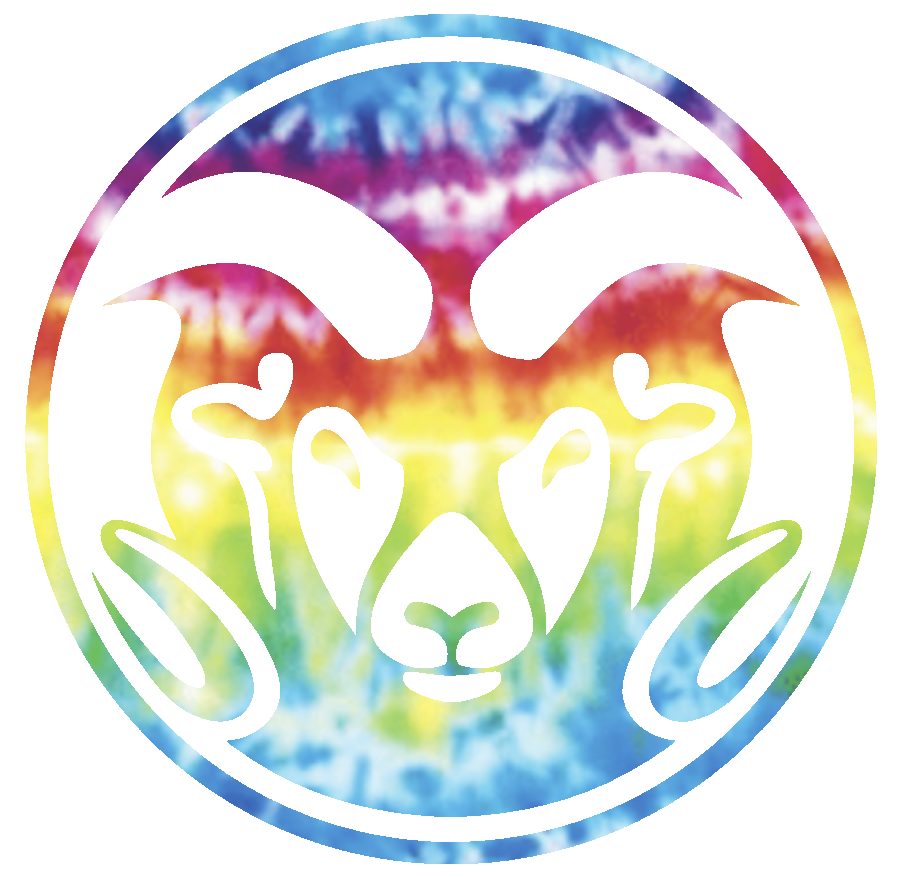 Colorado State Rams Team Logo Crucial Catch Cancer Tie Dye Vinyl Decal PICK SIZE