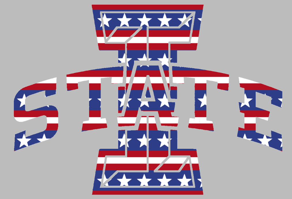 Iowa State Cyclones Team Logo Stars & Stripes USA American Flag Vinyl Decal PICK SIZE