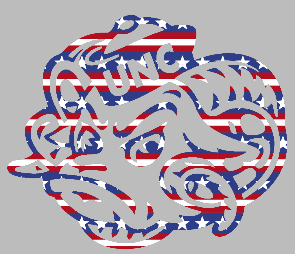North Carolina Tar Heels Rameses Mascot Logo Stars & Stripes USA American Flag Vinyl Decal PICK SIZE