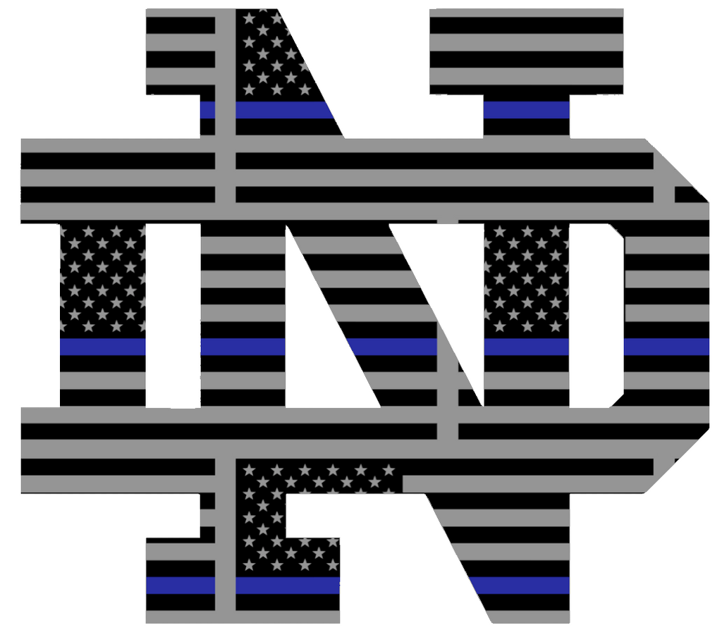 Notre Dame Fighting Irish Team Logo Thin Blue Line American Flag Premium DieCut Vinyl Decal PICK SIZE