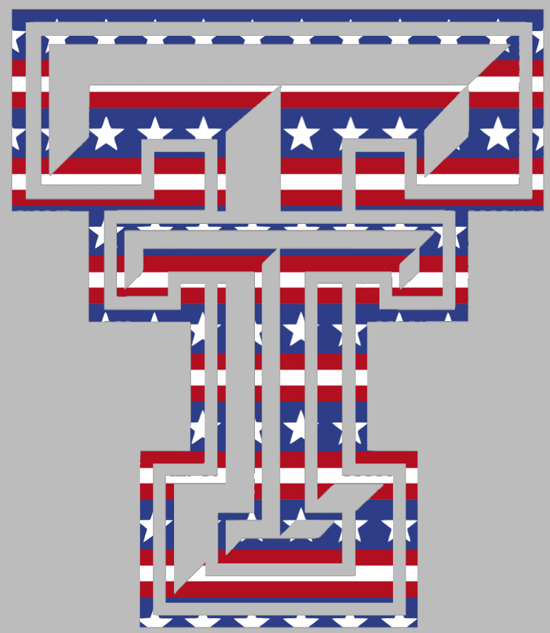Texas Tech Red Raiders Team Logo Stars & Stripes USA American Flag Vinyl Decal PICK SIZE