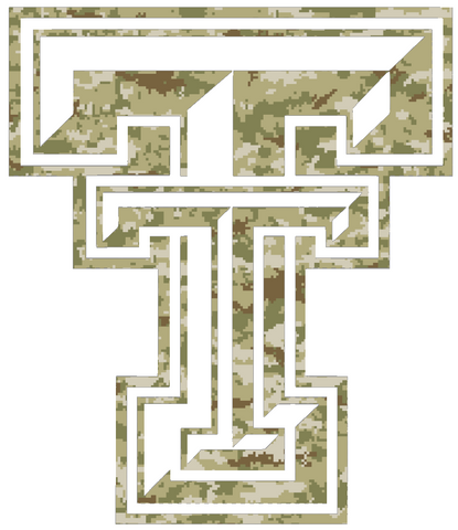 Texas Tech Red Raiders Team Logo Salute to Service Camouflage Camo Vinyl Decal PICK SIZE