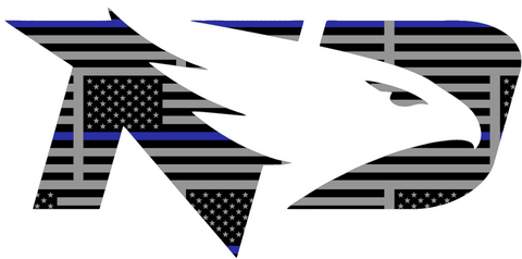 North Dakota Fighting Hawks Team Logo Thin Blue Line American Flag Premium DieCut Vinyl Decal PICK SIZE