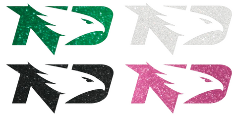 North Dakota Fighting Hawks Metallic Sparkle Team Logo Premium DieCut Vinyl Decal PICK COLOR & SIZE