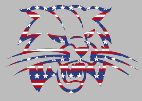 Ohio Bobcats Mascot Logo Stars & Stripes USA American Flag Vinyl Decal PICK SIZE