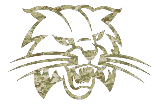 Ohio Bobcats Mascot Logo Salute to Service Camouflage Camo Vinyl Decal PICK SIZE