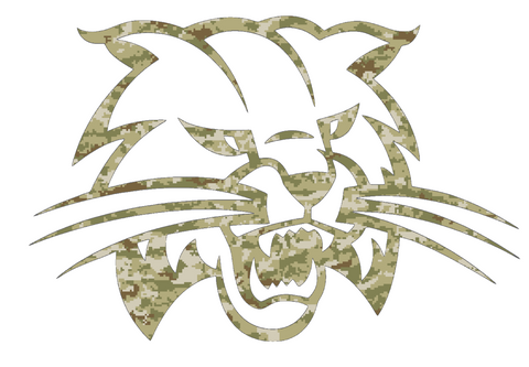 Ohio Bobcats Mascot Logo Salute to Service Camouflage Camo Vinyl Decal PICK SIZE