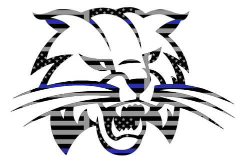 Ohio Bobcats Mascot Logo Thin Blue Line American Flag Premium DieCut Vinyl Decal PICK SIZE