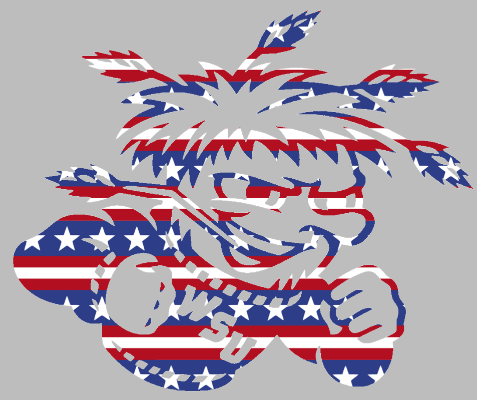 Wichita State Shockers Team Logo Stars & Stripes USA American Flag Vinyl Decal PICK SIZE
